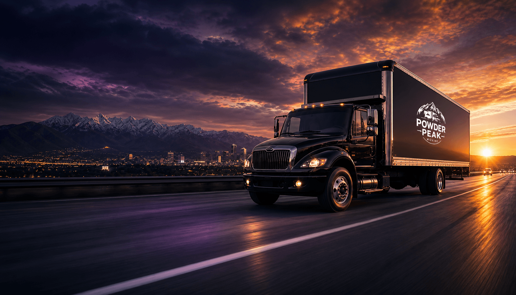 Powder Peak Moving branded truck in Utah
